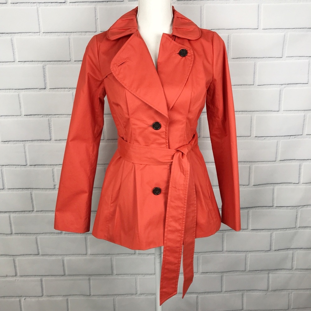 Banana Republic Orange Peacoat with Tie Belt